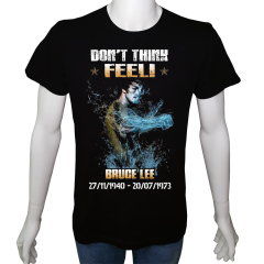 Unisex T-shirt Siyah 'Ünlüler / Bruce Lee2' Baskılı