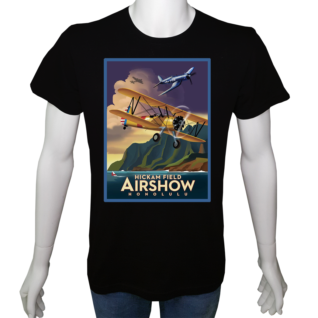Unisex T-shirt Siyah 'Uçak&Uzay / Uçak2' Baskılı