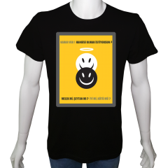 Unisex T-shirt Siyah 'PopArt / Melek&Şeytan1' Baskılı