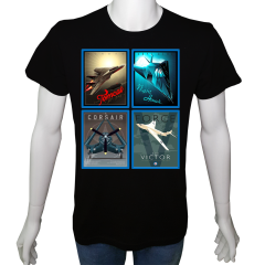 Unisex T-shirt Siyah 'Uçak&Uzay / Uçak3' Baskılı