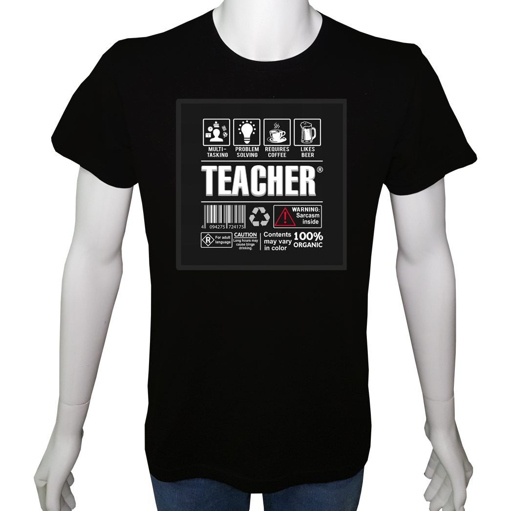 Unisex T-shirt Siyah 'İş&Meslek / Öğretmen1' Baskılı