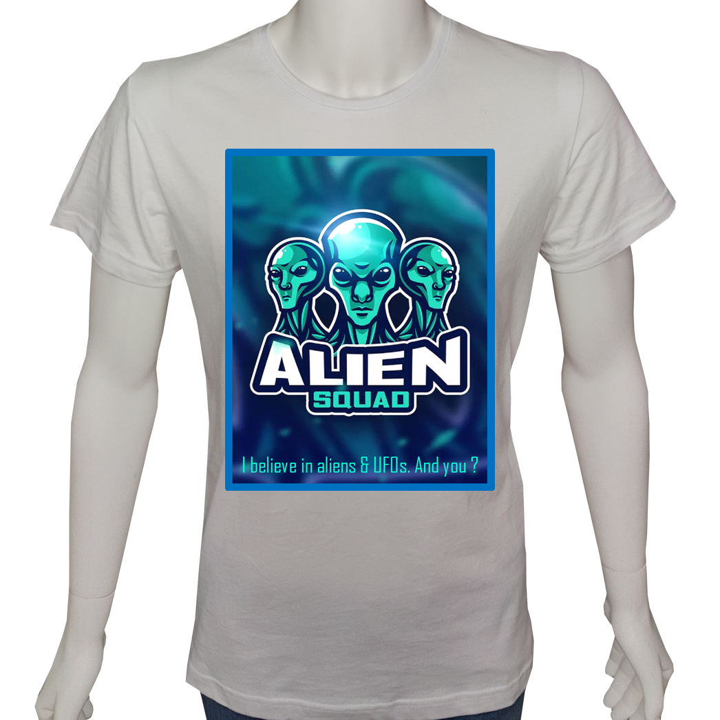 Unisex T-shirt Beyaz 'Uçak&Uzay / Alien8' Baskılı