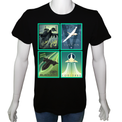 Unisex T-shirt Siyah 'Uçak&Uzay / Uçak4' Baskılı