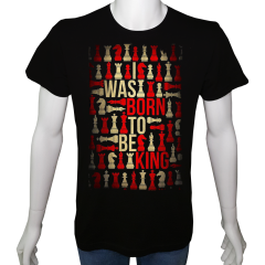Unisex T-shirt Siyah 'PopArt / Satranç1' Baskılı