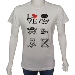 Unisex T-shirt Beyaz 'İş&Meslek / ŞefAşçı1' Baskılı