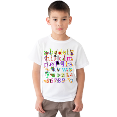 Çocuk T-shirt Beyaz 'Alfabe4' Baskılı