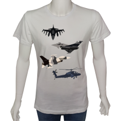 Unisex T-shirt Beyaz 'Uçak&Uzay / Uçak6' Baskılı