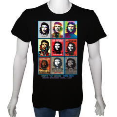 Unisex T-shirt Siyah 'Ünlüler / Che Guevera1' 2Baskılı