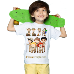 Çocuk T-shirt Beyaz 'Orman Kaşifleri2' Baskılı